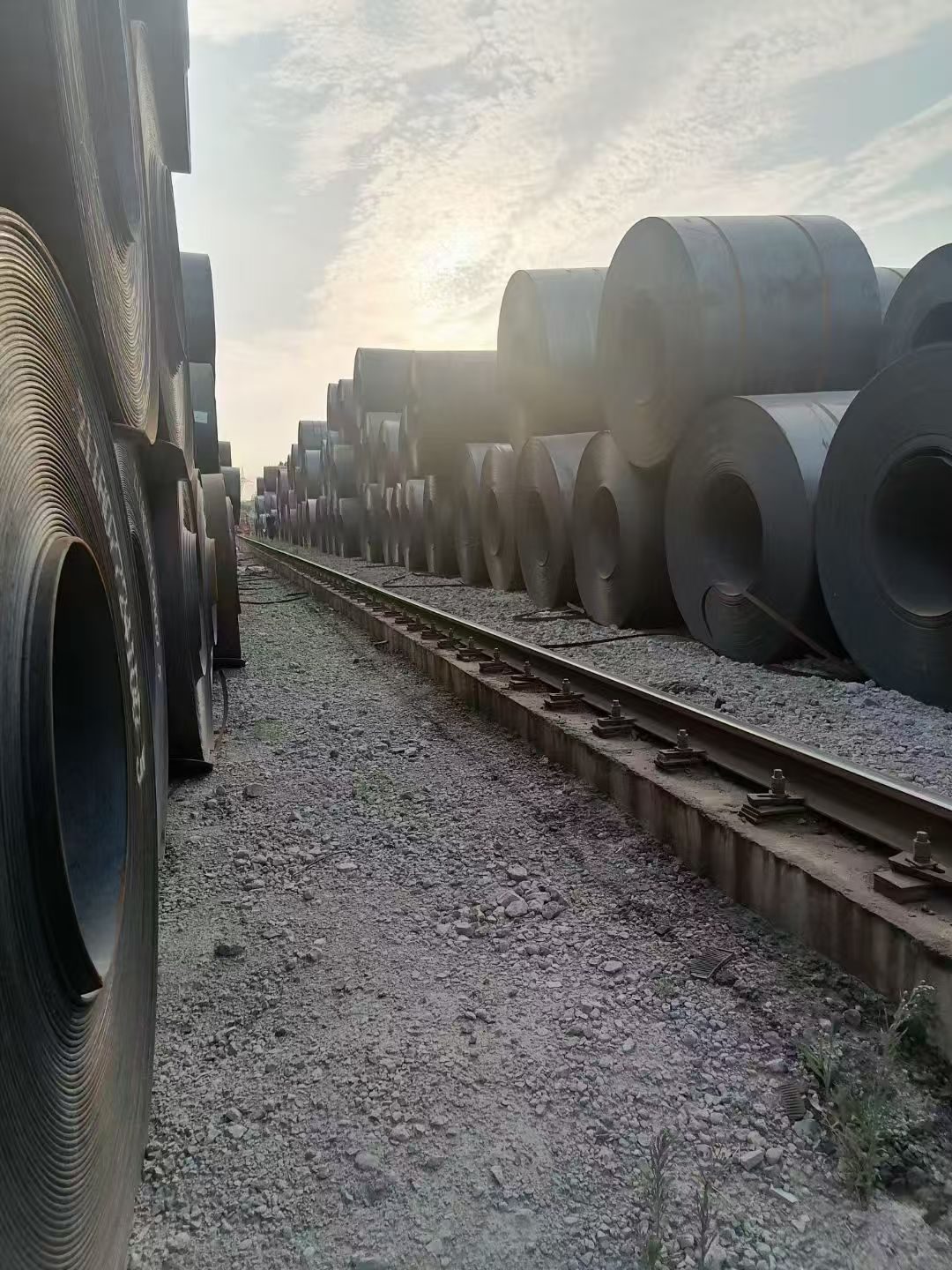 Coil stock along the railway siding